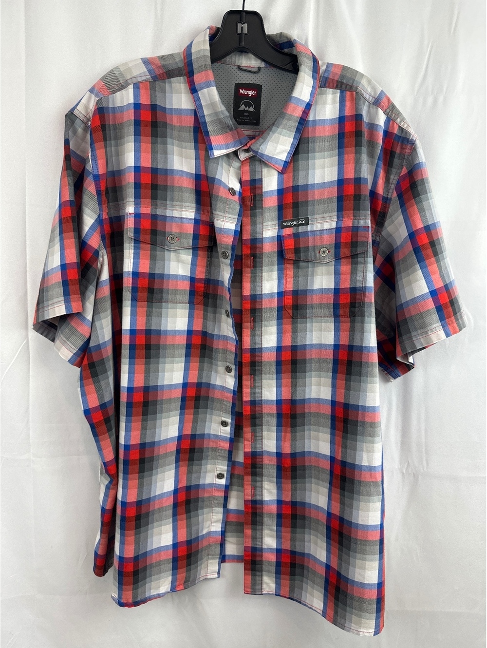 Wrangler Men's 3XL Regular Fit Short Sleeve Plaid Shirt